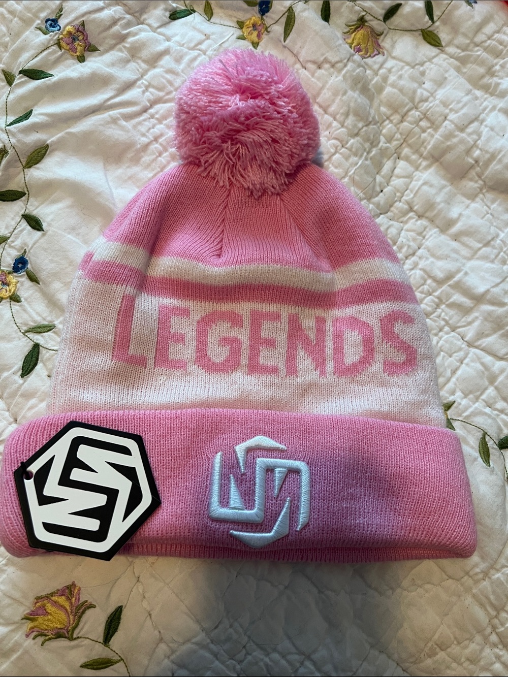 Pink 'Legends' Pom Beanie Hat
